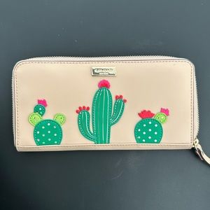 Kate spade nude leather wallet with cactus details